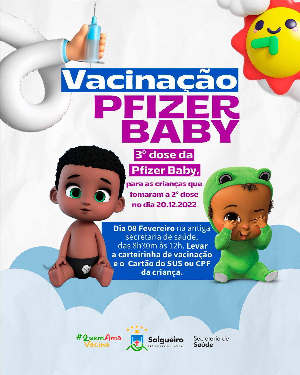 Vacinação Pfizer Baby - terceira dose