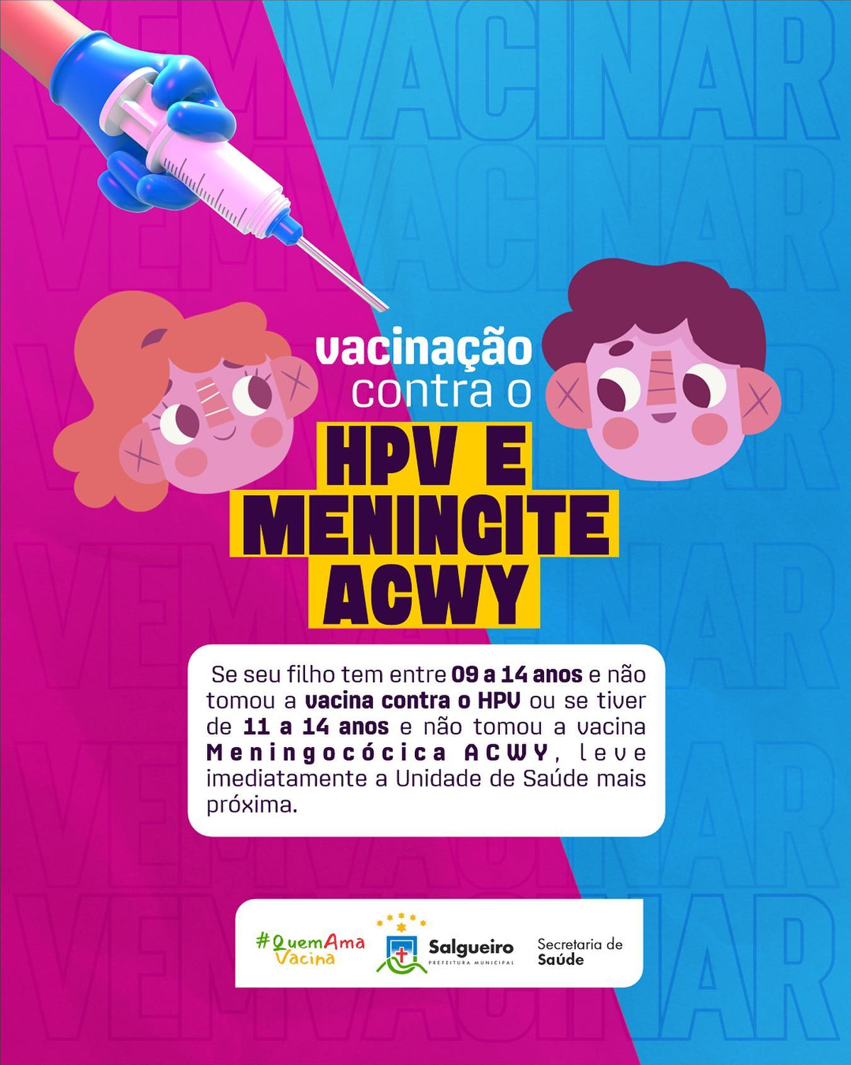 Vacinação contra HPV e meningite ACWY) em Salgueiro